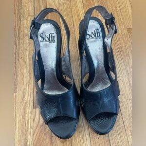 Sofft Reine Black Women's Peep Toe Sling Back Heels 7.5